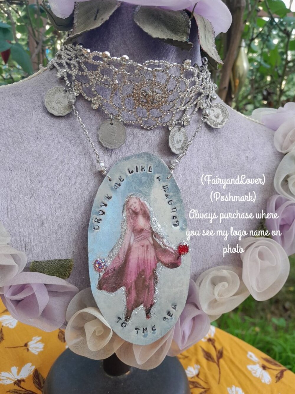 Stevie Nicks "drove me like a magnet"quote stamped inspire coin necklace gift